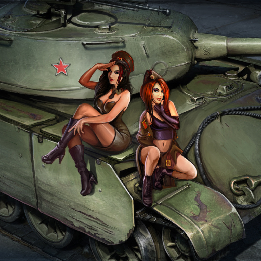 girls, figure, art, tank, Soviet, average, World of Tanks, tankistki, Nikit...