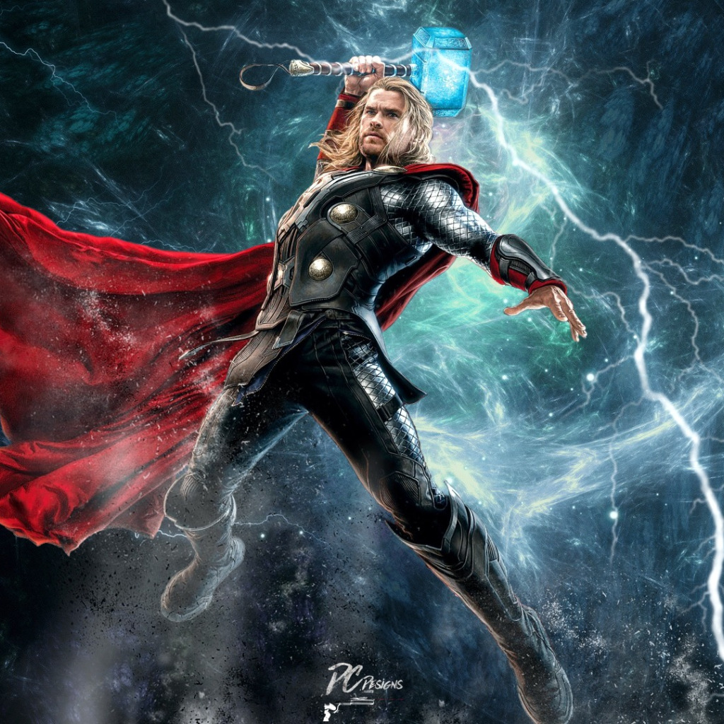 Download wallpaper God, hammer, art, Thor, Marvel Comics, Avengers ...