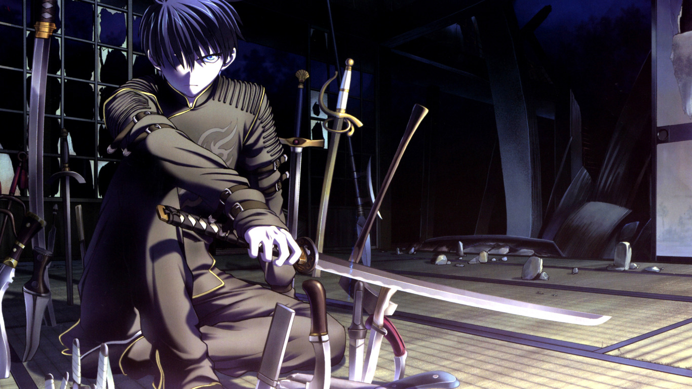 Download wallpaper sword, Anime, Tsukihime, view., Shiki Tohno, section  other in resolution 1366x768