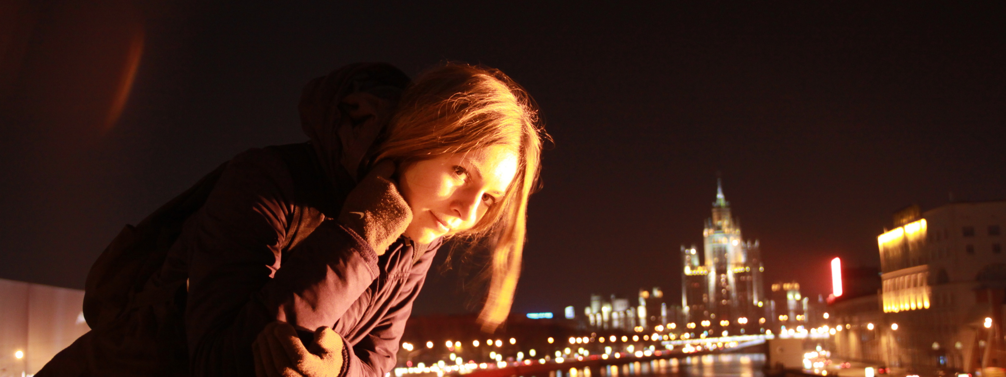 girl, night, the city, river, mood, Moscow, walk. 