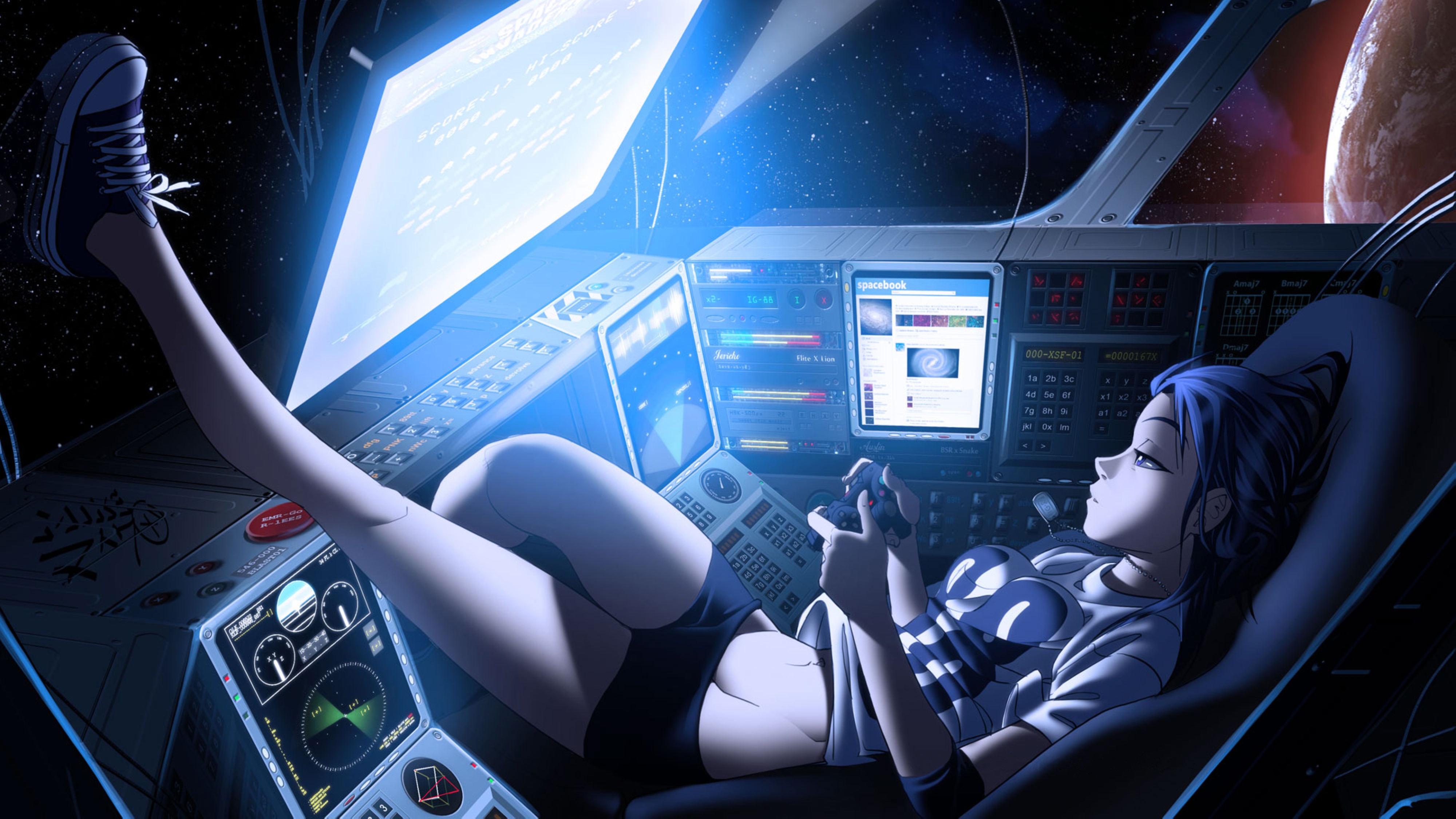 Download wallpaper girl, space, the universe, anime, universe, anime, galax...