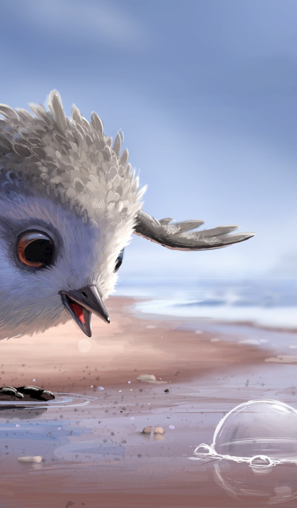 Download wallpaper cinema, animation, Disney, Pixar, beach, sea, bird,  water, feathers, mountain, sand, cartoon, movie, new, seaside, film,  section films in resolution 600x1024