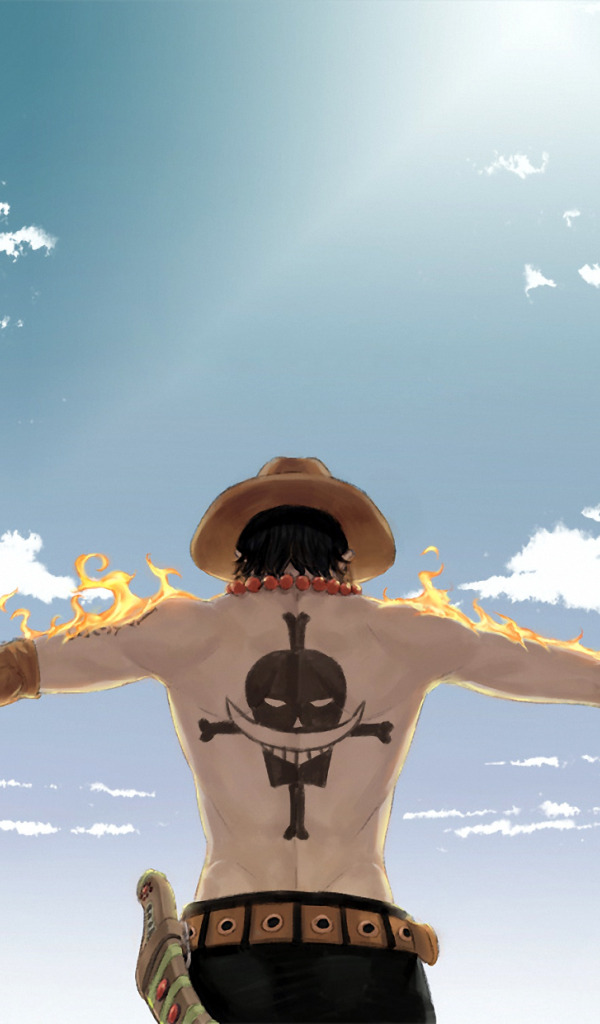 Download wallpaper fire, hat, anime, tattoo, One Piece, Portgas D Ace, One  piece, section other in resolution 600x1024
