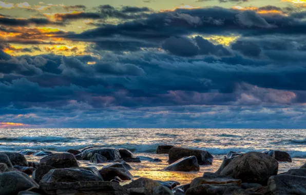 Picture clouds, stones, Finland, Finland, The Baltic sea, Baltic Sea, The Gulf of Bothnia, Gulf of …
