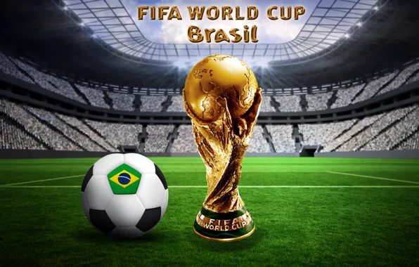 Picture football, the ball, Brazil, stadium, football, flag, ball, world Cup, World Cup, Brasil, FIFA, 2014, …
