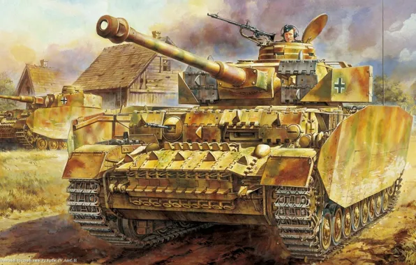 Picture war, art, tank, ww2, german tank, panzerkampfwagen, tank, panzer IV