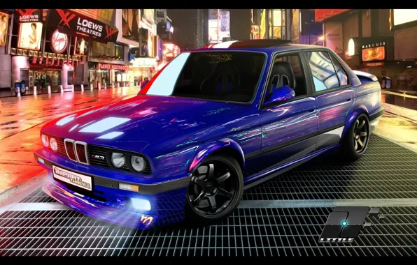 Picture machine, night, street, tuning, bmw, BMW, tuning, e30, time square, E30