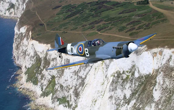 Picture landscape, fighter, British, Spitfire, single-engine, Supermarine