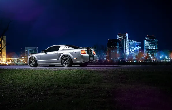 Picture Mustang, Ford, Dark, Muscle, Car, Downtown, American, Rear, Nigth