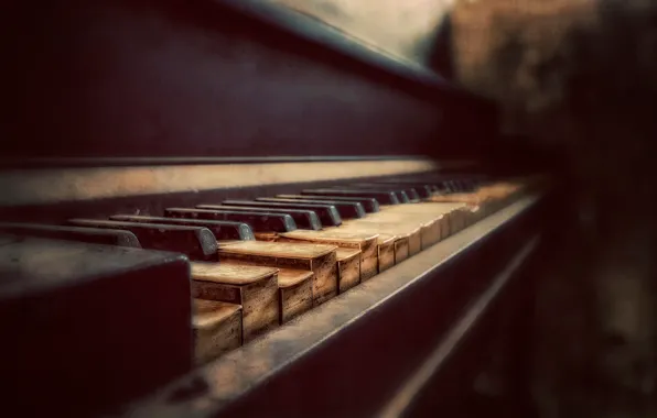 Picture keys, piano, bokeh, Aged to Perfection
