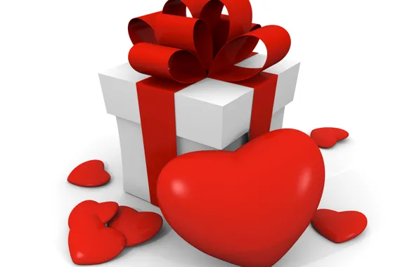 Picture photo, Heart, Valentine's day, Bow, Holidays, Gifts, 3D Graphics