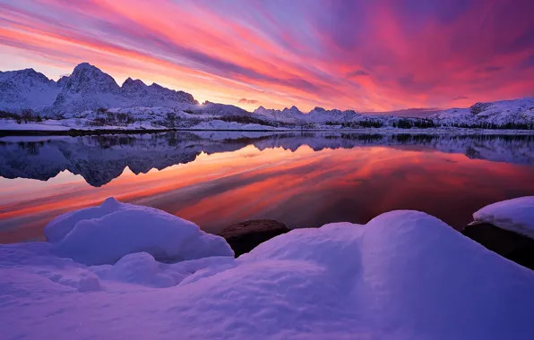 Picture Sky, Fire, Landscape, Sunset, Essence, Norway, Nice, Lofoten