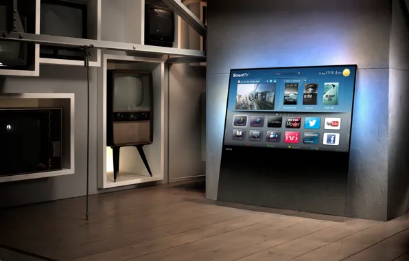 Picture future, past, interior, TV, smart tv, Philips DesignLine TV