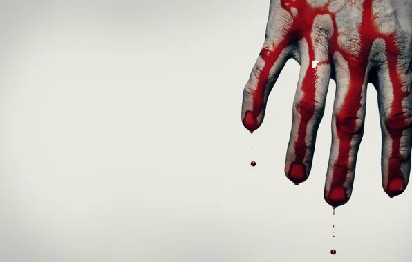 Picture blood, hand, Situation, grey background