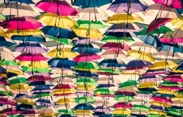 Picture background, umbrellas, colorful, a lot