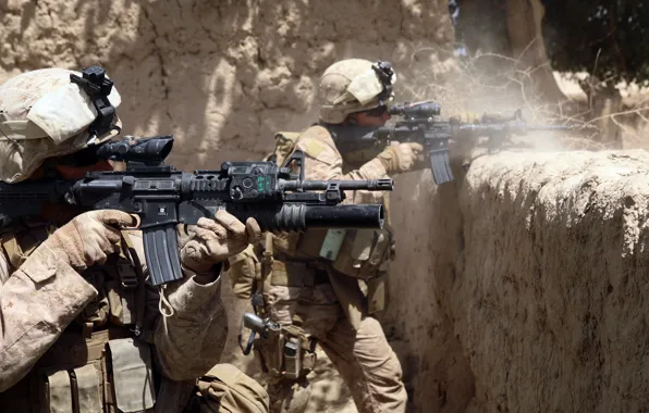 Picture shooting, rifle, Afghanistan, warriors, us marine
