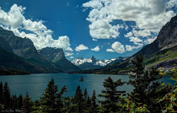 Picture lake, Montana, Glacier National Park, Saint Mary Lake, Glacier, Rocky mountains, Montana, Rocky Mountains