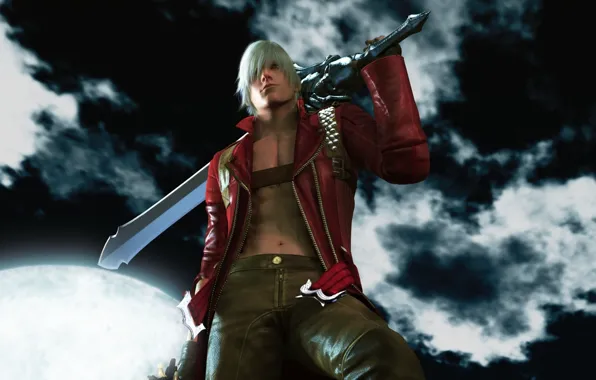 Picture clouds, night, the moon, sword, the demon, demon, sword, night, Dante, DMC, clouds, hill, Dante, …