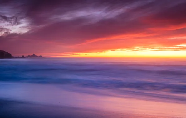 Picture beach, the ocean, dawn, coast, USA, Pacifica, Rockaway Beach