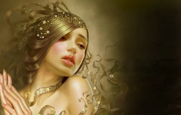 Picture girl, decoration, tape, fantasy, beauty, girl, fantasy, Yuehui Tang, CG wallpapers, chinese beauty