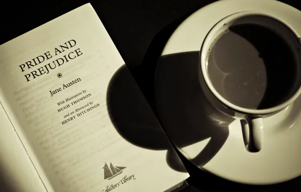 Picture coffee, book, different, the, book, Jane Austen, a coffee, Pride and Prejudice, Jane Austen, pride …