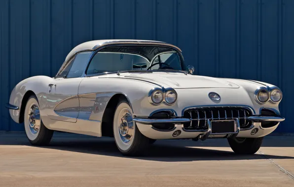 Picture white, Corvette, Chevrolet, Chevrolet, the front, 1958, Corvette