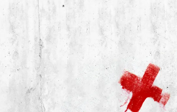 Picture white, red, canvas, cross, minimalism, texture