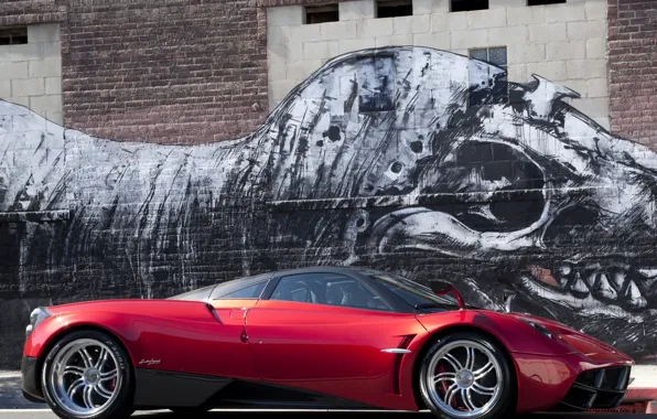 Picture Red, Figure, Machine, Dinosaur, Red, Pagani, Car, Car, Cars, Pagani, To huayr