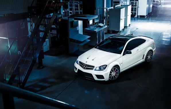 Picture Mercedes-Benz, AMG, Black, Color, White, Series, View, C63, Top, Ligth