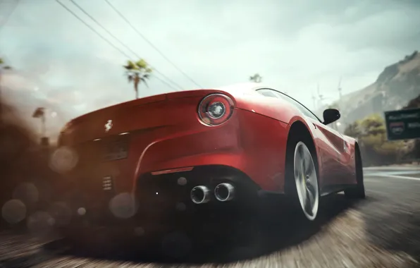 Picture machine, ass, lights, race, dust, skid, Ferrari, Need for Speed Rivals