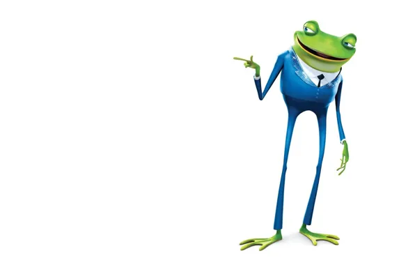 Picture frog, minimalism, tie, white background, gesture, Meet the Robinsons, blue suit