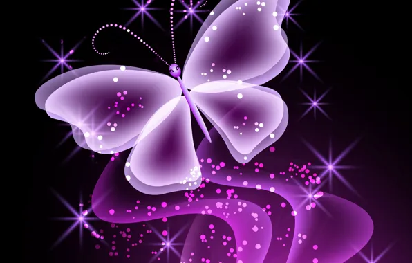 Picture butterfly, abstract, butterfly, glow, neon, purple, sparkle, neon