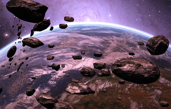 Picture space, nebula, fiction, planet, stars, asteroids, space, nebula, stars, sci-fi, planet, Scott Richard, asteroids