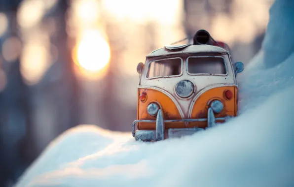 Picture winter, auto, macro, snow, model, toy, shooting, machine, the snow, toy, photo, photographer, miniature, minibus, …