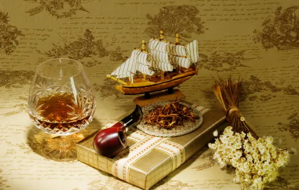 Picture gift, model, tube, cognac, tobacco, vehicle, sailboat