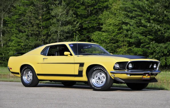 Picture yellow, mustang, Mustang, 1969, ford, muscle car, Ford, yellow, muscle car, 302, boss