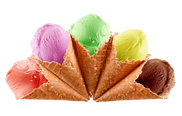 Picture color, ice cream, horn, dessert, waffles