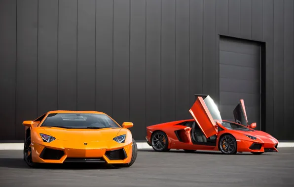 Picture orange, red, red, lamborghini, orange, aventador, lp700-4, Lamborghini, aventador