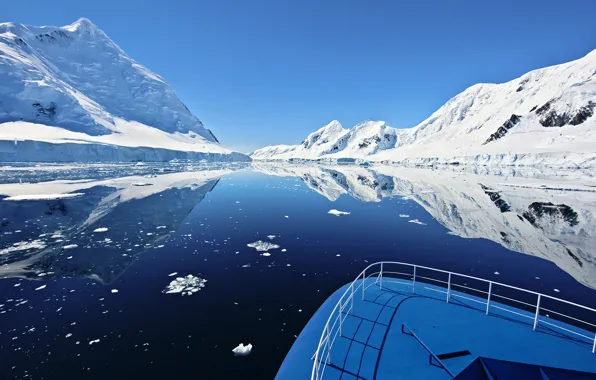 Wallpaper mountains, the ocean, boat, Antarctica, Antarctica images for  desktop, section природа - download