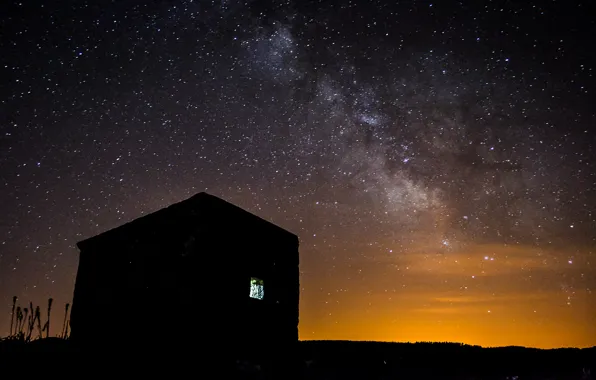 Picture stars, night, space, house, the milky way
