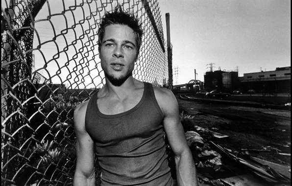 Picture black and white, actor, brad pitt