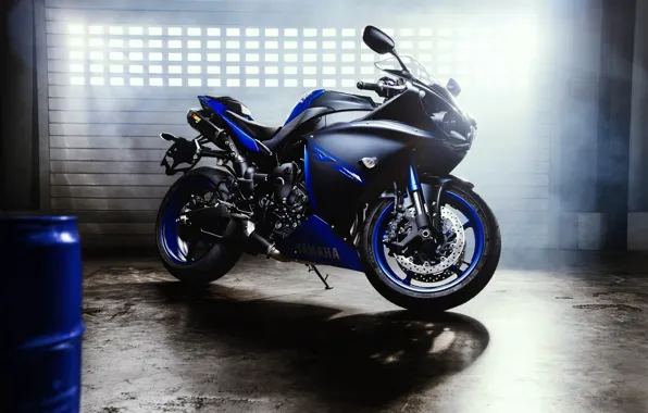 Picture Yamaha, Blue, Sun, Lights, YZF-R1, Superbike, Motorcycle, Foggy