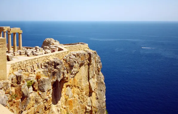 Picture ruins, Greece, sea cliff