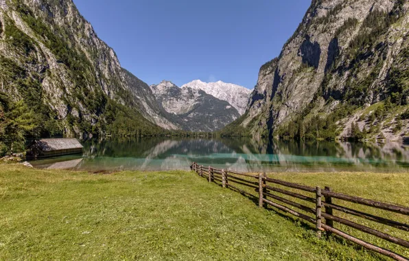 Picture mountains, lake, the fence, Germany, Bayern, Germany, Bavaria, fence, Bavarian Alps, The Bavarian Alps, Königssee …