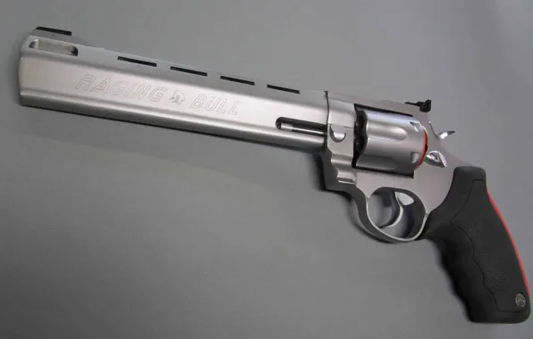 Picture silver, red, gun, logo, black, weapon, bull, revolver, Taurus, well-designed, manufactured in Brazil, The Taurus …