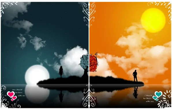 Picture love, night, Vector, day, opposites