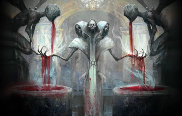 Picture death, blood, skeleton, skull, the altar, sacrifice, Magic the Gathering