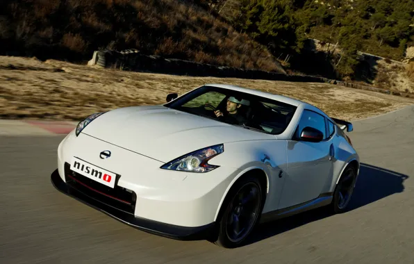 Picture white, Nissan, car, front view, 370Z, Nismo