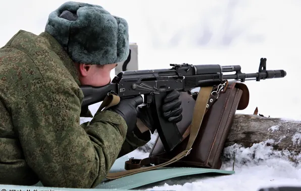 Picture snow, hat, soldiers, figure, gloves, bag, hat, Airborne, Paratrooper, AK-74M, The shooting range