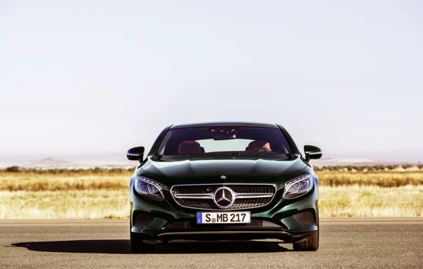 Picture Mercedes-Benz, Auto, Green, Machine, Mercedes, Logo, Coupe, The front, S-Class